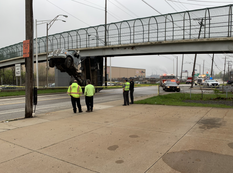 Dump Truck Hits Bridge Cleveland Ohio Fleet Fast